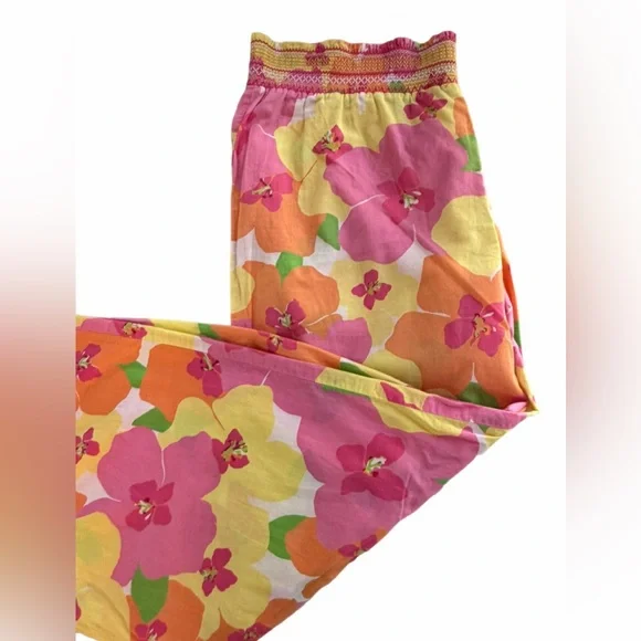 Lilly Pulitzer Womens Floral Lounge Pants- Lg, wide leg GC🩷 Cotton SPRING sale - Picture 8 of 14